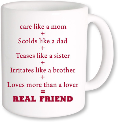 

PhotogiftsIndia Real Friend Family Ceramic Mug(325 ml), Multicolor