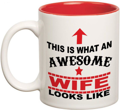 

Prithish Awesome Wife Double Color Ceramic Mug(330 ml), Multicolor