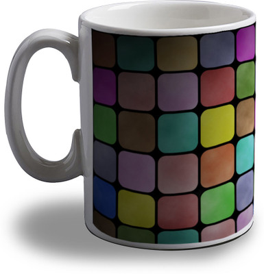 

Artifa Colorful Squares Porcelain, Ceramic Mug(350 ml), Multicolor