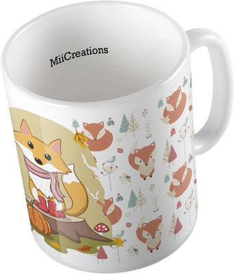 

MiiCreations Printed ,Fox Design Ceramic Mug(325 ml), Multicolor