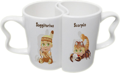 

Ucard Saggitarius and Scorpio Zodiac Sign Valentines Day Couple Bone China, Ceramic, Porcelain Mug(325 ml), Multicolor
