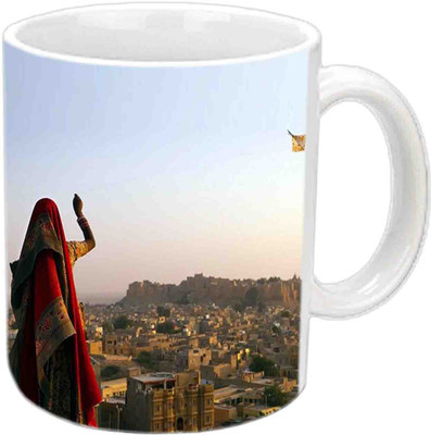 

Raj Laxmi Flying Kite For Marwadan White Ceramic Mug(350 ml)
