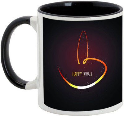 AllUPrints Deepawali Gifts - Have A Wonderful Diwali Ceramic Mug(325 ml), Black
