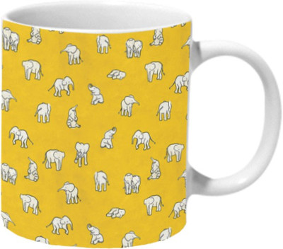 

Mooch Wale Cute Lil Elephants Ceramic Mug(325 ml), Multicolor