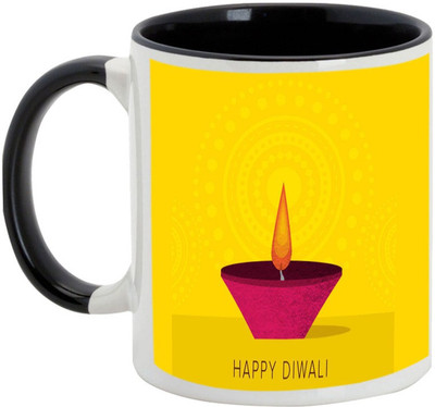

AllUPrints Gifts For Deepawali - Prosperous Happy Diwali Design 18 Ceramic Mug(325 ml), Black