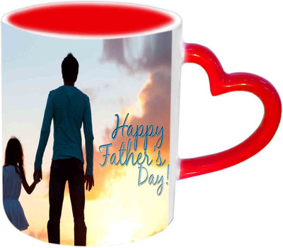

Raj Laxmi Wish You happy Fathers Day Red Heart Handle Ceramic Mug(350 ml)