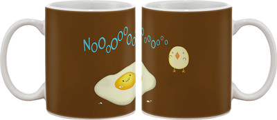 

Artifa Chicken Omelette Funny Porcelain, Ceramic Mug(350 ml), Multicolor