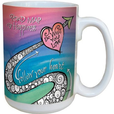 

Tree-Free Greetings Greetings lm43928 Road Map by Joanne Fink Ceramic with Full-Sized Handle, 15-Ounce Ceramic Mug(60 ml), Multicolor