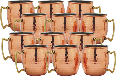 

Veda Home & Lifestyle VEDA COPPER HAMMERED MULE MUG SET Copper Mug(5400 ml, Pack of 12), Brown