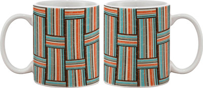 

Artifa Vintage Colourful Check Design Porcelain, Ceramic Mug(350 ml), Multicolor