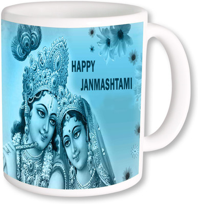 

PhotogiftsIndia Happy Janmashtami With Radhe Krishna Ceramic Mug(325 ml), Multicolor