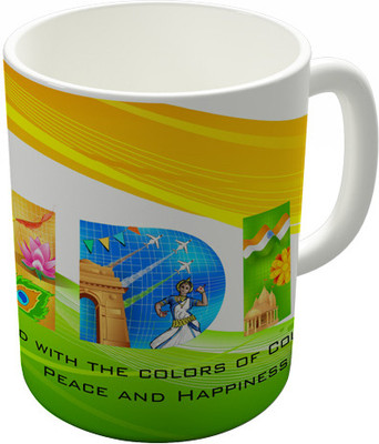 

Shaildha Republic-014 Ceramic Mug(350 ml), Multicolor