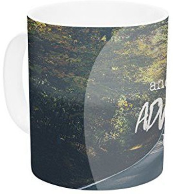 

Kess InHouse InHouse Ann Barnes The Adventure Begins Typography Nature Ceramic Coffee, 11 oz, Multicolor Ceramic Mug(60 ml)