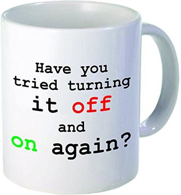 

Rikki Knight Knight Have You Tried Turning it OFF and ON Again-Funny Quotes Design 11 oz Ceramic Coffee Cups, White Ceramic Mug(60 ml), Multicolor