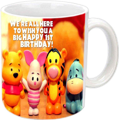 

Raj Laxmi pooh wishes b'day white Ceramic Mug(350 ml)