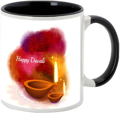 

AllUPrints Gifts For Deepawali - Happy Diwali Lights Design 13 Ceramic Mug(325 ml), Black