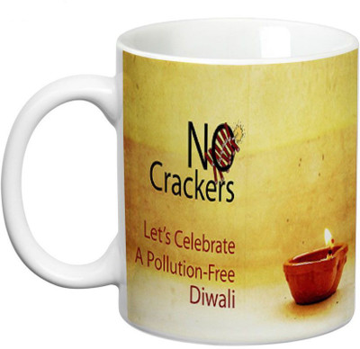 Prithish Say No To Crackers Design 1 Ceramic Mug(330 ml), Multicolor