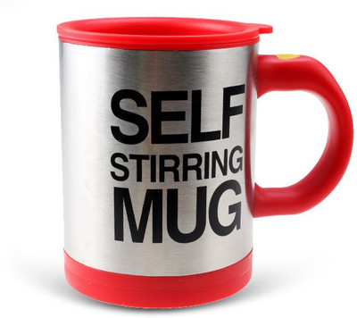 

Shopo Self Stirring Tea Coffee Stainless Steel Mug(250 ml), Red;silver
