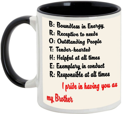 

AllUPrints Gift For Bahiya Dooj/ Brother/ Sister - Brother Full Form Black Ceramic Mug(325 ml)