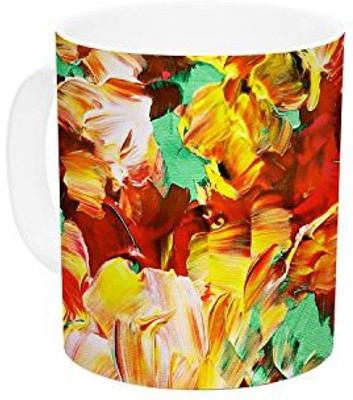

Kess InHouse InHouse Ebi Emporium Floral Fantasy II Orange Yellow Ceramic Coffee, 11 oz, Multicolor Ceramic Mug(60 ml)