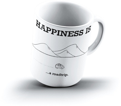 

Ucard Happiness Is1565 Bone China, Ceramic, Porcelain Mug(325 ml), Multicolor