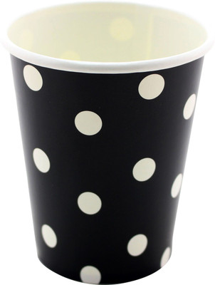 

Funcart Polka Dots Paper Mug(266 ml, Pack of 12), Black