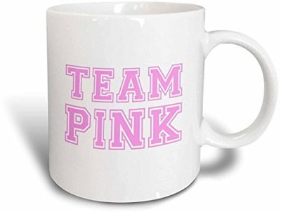 

3dRose Team Pink Appropriate for Girl Baby Showers Or for Breast Cancer Awareness Honoring Women Ceramic, 15 oz, White Ceramic Mug(60 ml)