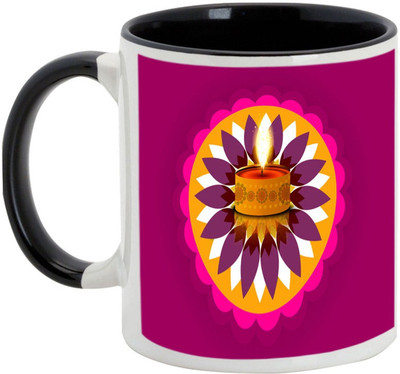 

AllUPrints Gifts For Diwali - Sparkle Brightly On Deepawali Ceramic Mug(325 ml), Black
