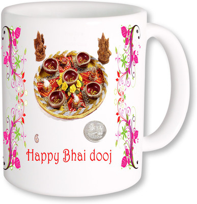

PhotogiftsIndia Laxmi Ganesh With Thali Happy Bhai Dooj Coffee Ceramic Mug(325 ml), Multicolor