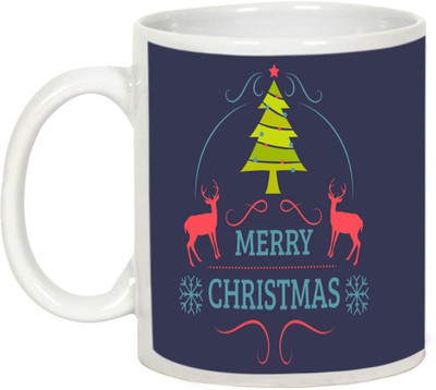

AllUPrints Beautiful Christmas Stag Ceramic Mug(325 ml), White