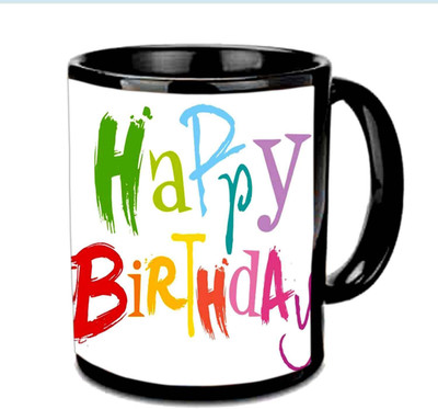 

Raj Laxmi Appy colourfull b'day black Ceramic Mug(350 ml)