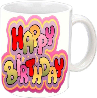 

Raj Laxmi appy pink b'day white Ceramic Mug(350 ml)