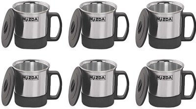

Mazda MZ122BlackMug Stainless Steel Mug(250 ml, Pack of 6), Black;silver