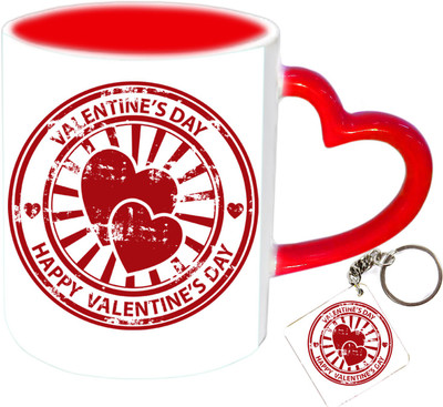 

Raj Laxmi heart wheel keyring red handle valentine Ceramic Mug(350 ml)