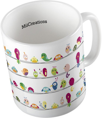 

MiiCreations Printed ,Birds Pattern Ceramic Mug(325 ml), Multicolor