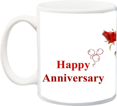 

ME&YOU Gift for Husband/Wife/Boyfriend/Girlfriend/Couple On Valentine's Day Or Anniversary;Happy Annivarsary,Gift red Printed Ceramic Mug(325 ml), Multicolor