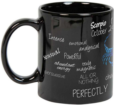 

Prithish Scorpio Black Ceramic Mug(330 ml), Multicolor
