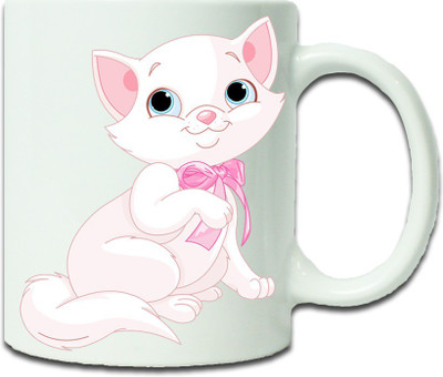 

Maison N Mode Pink Cat Coffee Ceramic Mug(330 ml), Multicolor