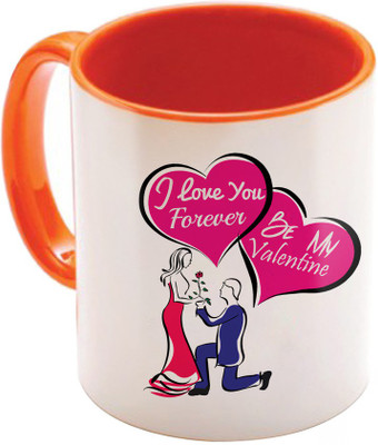 

SKY TRENDS Valentine Gift for Girlfriend Love Printed I Love U Forever Perfect for Her Him Wife Fiance Anniversary And Birthday STGD051 Ceramic Mug(325 ml), Orange
