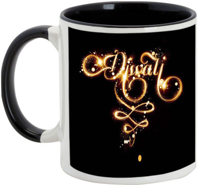 

AllUPrints Gifts For Deepawali - Prosperous Happy Diwali Design 25 Ceramic Mug(325 ml), Black