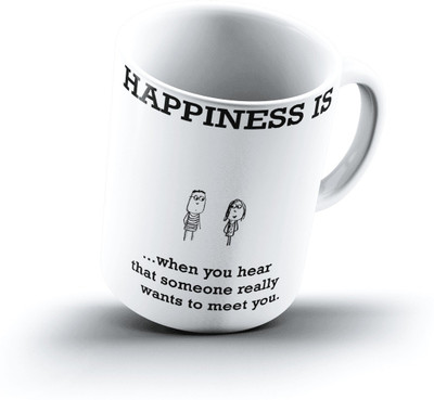 

Ucard Happiness Is1772 Bone China, Ceramic, Porcelain Mug(325 ml), Multicolor