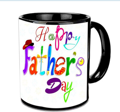 Raj Laxmi Childish Design Fathers Day Wishes Multicolor Ceramic Mug(3.5 ml), Black