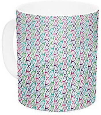 

Kess InHouse InHouse Holly Helgeson Geeky DNA Pink Blue Ceramic Coffee, 11 oz, Multicolor Ceramic Mug(60 ml)