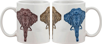 

Artifa Beautiful Elephant Trunk Design Porcelain, Ceramic Mug(350 ml), Multicolor