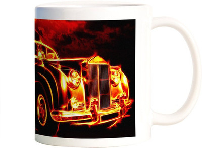 

Rangeele Inkers Burning car Ceramic Mug(300 ml), Multicolor