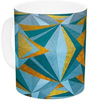 

Kess InHouse InHouse Nika Martinez Abstraction Blue and Gold Ceramic Coffee, 11 oz, Multicolor Ceramic Mug(60 ml)