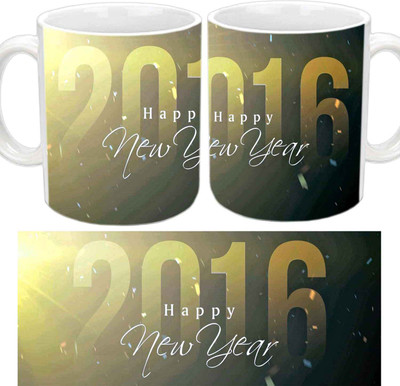 

Raj Laxmi NEW YEAR BLACK Ceramic Mug(350 ml), White