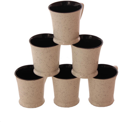 

Aarzool Duo Tone Conical Pottery Mug(200 ml, Pack of 6), Black;white