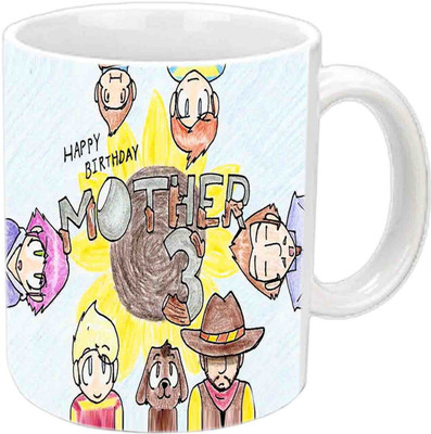 

Raj Laxmi Nice Sketch Design Happy B'day Mom White Ceramic Mug(3.5 ml)