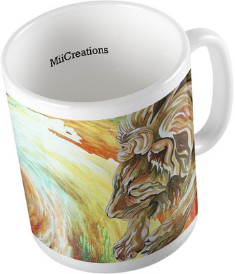 

MiiCreations Printed Painted Colourful Lion Design Ceramic Mug(325 ml), Multicolor
